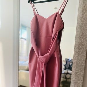 ASOS Mauve Pink Midi Dress with Self-Tie Train